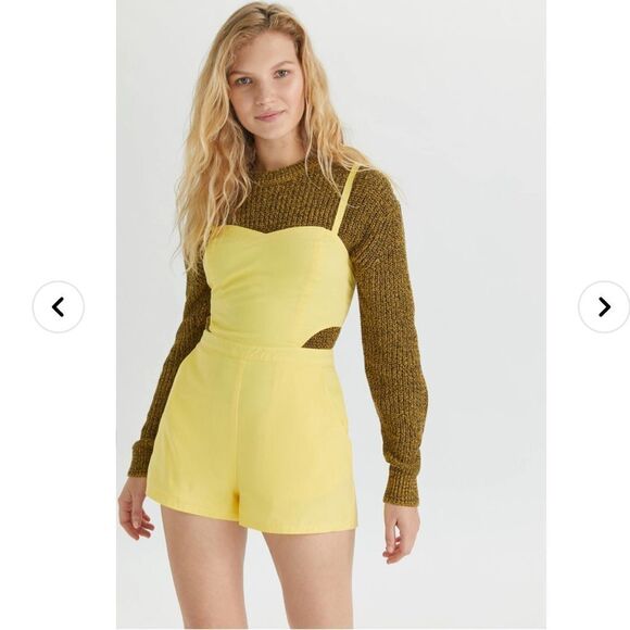 NWT Urban Outfitters Eggie Yellow Romper - Picture 1 of 12
